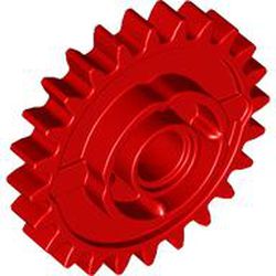 LEGO part 2471 GEAR WHEEL Z24, W/ 4.85 HOLE in Bright Red/ Red