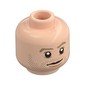 Minifig Head Brian O'Conner, Dark Tan Eyebrows and Stubble Print