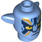 Minifig Head Special Alien Na'vi with Yellow Eyes, Dark Blue/Bright Light Orange Markings, Angry print