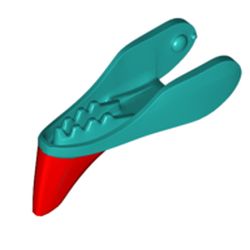 LEGO part 100723pr0001 Creature Body Part, Banshee Lower Jaw with Red Horn print in Bright Bluish Green/ Dark Turquoise