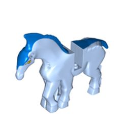 LEGO part 01586pr0001 Creature, Direhorse with Blue Mane and Tail print in Light Royal Blue/ Bright Light Blue