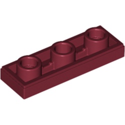 LEGO part 35459 Tile Special 1 x 3 Inverted with Center Hole in Dark Red