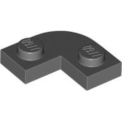 LEGO part 79491 Plate 2 x 2 Round Corner with 1 x 1 Cutout in Dark Stone Grey / Dark Bluish Gray