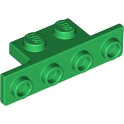 LEGO part 28802 Bracket 1 x 2 - 1 x 4 [Rounded Corners at Bottom, Square Corners at Top] in Dark Green/ Green