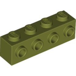 LEGO part 30414 Brick Special 1 x 4 with 4 Studs on One Side in Olive Green
