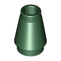 LEGO part 59900 Cone 1 x 1 [Top Groove] in Earth Green/ Dark Green
