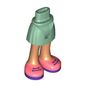 Minidoll Hips and Short Skirt Coral Shoes, Dark Purple Laces and Soles, Nougat Legs print [Thin Hinge]
