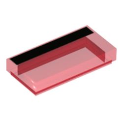LEGO part 3069bpr0362 Tile 1 x 2 with Black Stripe in Transparent Red/ Trans-Red