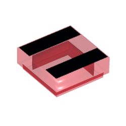 LEGO part 3070bpr0276 Tile 1 x 1 with Black Stripe print in Transparent Red/ Trans-Red