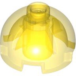 LEGO part 3262 Brick Round 2 x 2 Dome Top - Vented Stud with Bottom Axle Holder x Shape + Orientation in Transparent Yellow/ Trans-Yellow