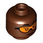 Minifig Head, Orange Glasses, Dark Brown Lips print