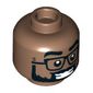Minifig Head, Black Glasses, Thick Beard, Smile with Teeth/'O' Mouth, Raised Eyebrow print