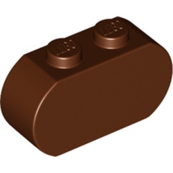 LEGO part 35477 Brick Curved 3 x 1 with Round Ends in Reddish Brown