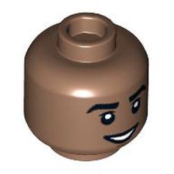 LEGO part 3626cpr3876 Minifig Head, Smile with Teeth/Scared Open Mouth print in Medium Brown