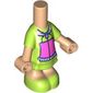 Microdoll Body Short Dress with Lime/Dark Pink Dress print, Warm Tan Arms and Legs