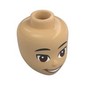 Minidoll Head with Black Eyebrows, Reddish Brown Eyes, Open Mouth, Dark Tan Lips