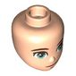 Minidoll Head with Dark Brown Eyebrows, Olive Green Eyes, Closed Mouth