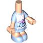 Microdoll Body Short Dress Bright Light Blue with White Panel, Bright Pink Bow, Light Nougat Hands