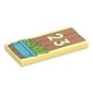 Tile 2 x 4 with Fence, Flower Bed, Bright Light Yellow '23' print