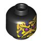 Minifig Head Ink Demon, Yellow, Bright Light Orange, Dark Purple Markings, Magenta Eyes print