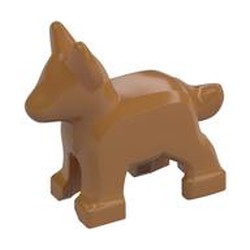 LEGO part 02889 Animal, Dog, Small (Puppy), Alsatian / German Shepherd (Police Dog) [PLAIN] in Medium Nougat