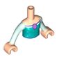 Minidoll Torso Girl with Dark Turquoise Dress, Lavender Shell Necklace, Light Aqua Arms and Light Nougat Hands