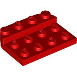 LEGO part 3263 Plate Round Two Corners 3 x 4 with 1 x 4 Raised Edge Studs in Bright Red/ Red