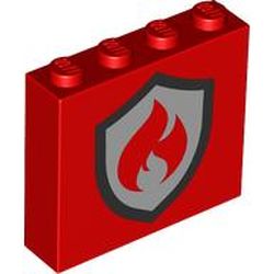LEGO part 49311pr0010 Brick 1 x 4 x 3 with Fire Logo Print in Bright Red/ Red