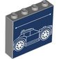 Brick 1 x 4 x 3 with White Blueprint Lines on Dark Blue Background print