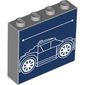 Brick 1 x 4 x 3 with White Blueprint Lines on Dark Blue Background print