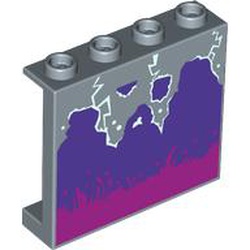 LEGO part 60581pr0033 Panel 1 x 4 x 3 [Side Supports / Hollow Studs] with Dark Purple/Magenta Rocks print in Sand Blue