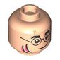 Minifig Head Harry Potter, Black Glasses, Black/Coral Gills, Lightning Scar, Neutral/Angry Clenched Teeth print
