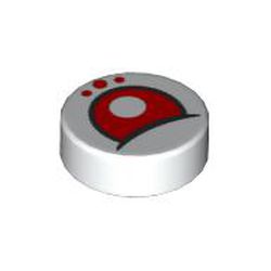 LEGO part 98138pr0344 Tile Round 1 x 1 with Red Eye, Dots print in White