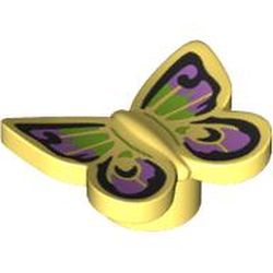 LEGO part 80674pr0002 Insect, Butterfly with Lavender/Lime Colors, Black Trim print in Cool Yellow/ Bright Light Yellow