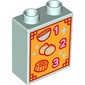Duplo Brick 1 x 2 x 2 with Bottom Tube with Menu '1', '2', '3', Bowl, Union, Cake print