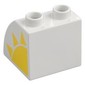 Duplo Brick 2 x 2 x 1 1/2 with Curved Top with Yellow Sun print
