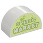 Duplo Brick 2 x 4 x 2 Curved Top with Lime 'Organic MARKET' print