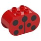 Duplo Brick 2 x 4 x 2 Rounded Ends with Black Ladybug Dots print