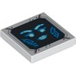 Tile 2 x 2 with Pixal Bot Blue Face on Black Background print
