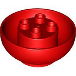 LEGO part 1970 Duplo Brick Round 4 x 4 x 1 1/2, Curved Bottom in Bright Red/ Red