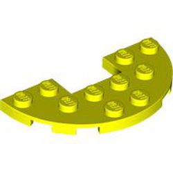 LEGO part 18646 Plate Round Half 3 x 6 with 1 x 2 Cutout in Vibrant Yellow
