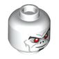 Minifig Head Morbius, Pointy Eyebrows, Red Eyes, Dark Bluish Gray Cheek Lines, Bat Nose, Closed Mouth Smile / Angry with Open Mouth and Fangs Print