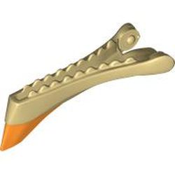 LEGO part 101716pr0001 Creature Body Part, Skimwing Lower Jaw with Orange Horn print in Brick Yellow/ Tan