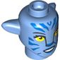 Minifig Head Special, Na'vi with Yellow Eyes, Blue Markings, Smile print
