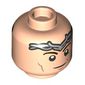 Minifig Head Elrond, Silver Tiara/Crown, Dark Brown Eyebrows, Cheeklines, Stern Smirk/Smile print