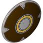 Shield Round Bowed with Bright Light Orange Circle, Dark Brown Field, Nails prints