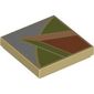 Tile 2 x 2 with Dark Orange, Olive Green, Nougat, and Sand Blue Floor Tile Print