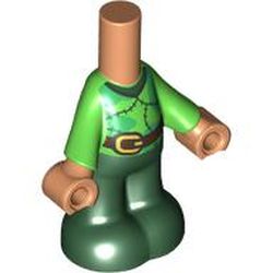 LEGO part 66409pr0016 Microdoll Body Pants with Bright Green, Reddish Brown Belt, Nougat Hands print in Earth Green/ Dark Green