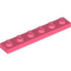 LEGO part 3666 Plate 1 x 6 in Vibrant Coral/ Coral