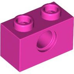 LEGO part 3700 Technic Brick 1 x 2 [1 Hole] in Bright Purple/ Dark Pink